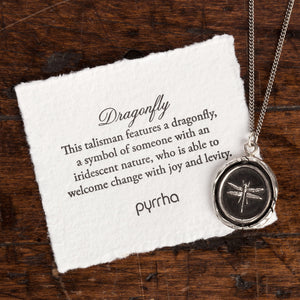 Pyrrha "Dragonfly" Talisman Necklace with 16" Fine Curb Chain