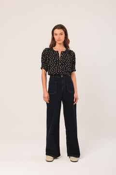 Indi & Cold Dot Print 1/2 Sleeve Blouse