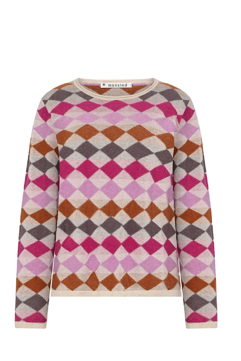 Mansted Cotton Dobbie Long Sleeve Argyle Sweater