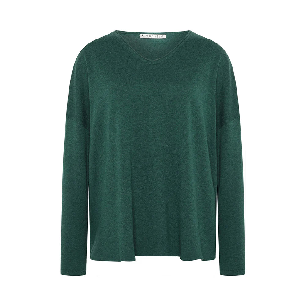 Mansted Nickie Boxy V-Neck Cotton Wool Sweater