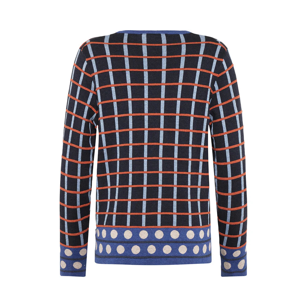 Mansted Oda Cotton Stripe Dot Crewneck Sweater
