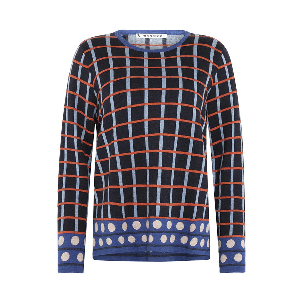 Mansted Oda Cotton Stripe Dot Crewneck Sweater