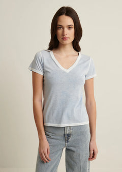 🇨🇦 Patrick Assaraf Reverse Spray Lightweight Pima Cotton V-Neck T-Shirt