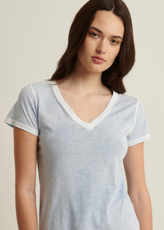 🇨🇦 Patrick Assaraf Reverse Spray Lightweight Pima Cotton V-Neck T-Shirt