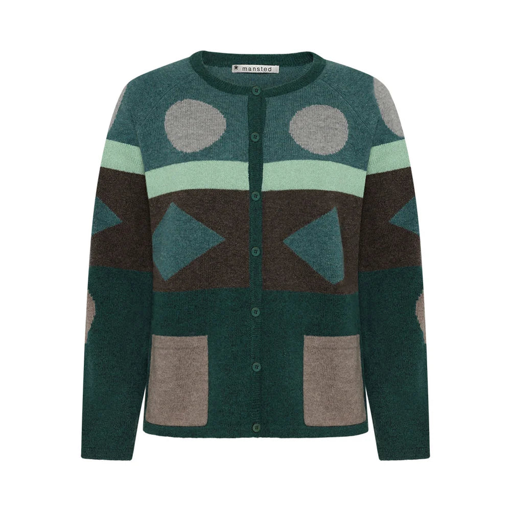 Mansted Pop Graphic Colour Block Wool Cardigan