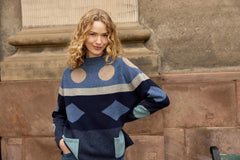 Mansted Pop Graphic Colour Block Wool Cardigan