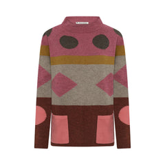 Mansted Pop Graphic Colour Block Wool Cardigan