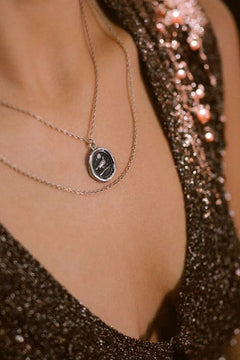 Pyrrha "Nightingale" Talisman Necklace with 18" Fine Curb Chain (1.5mm)
