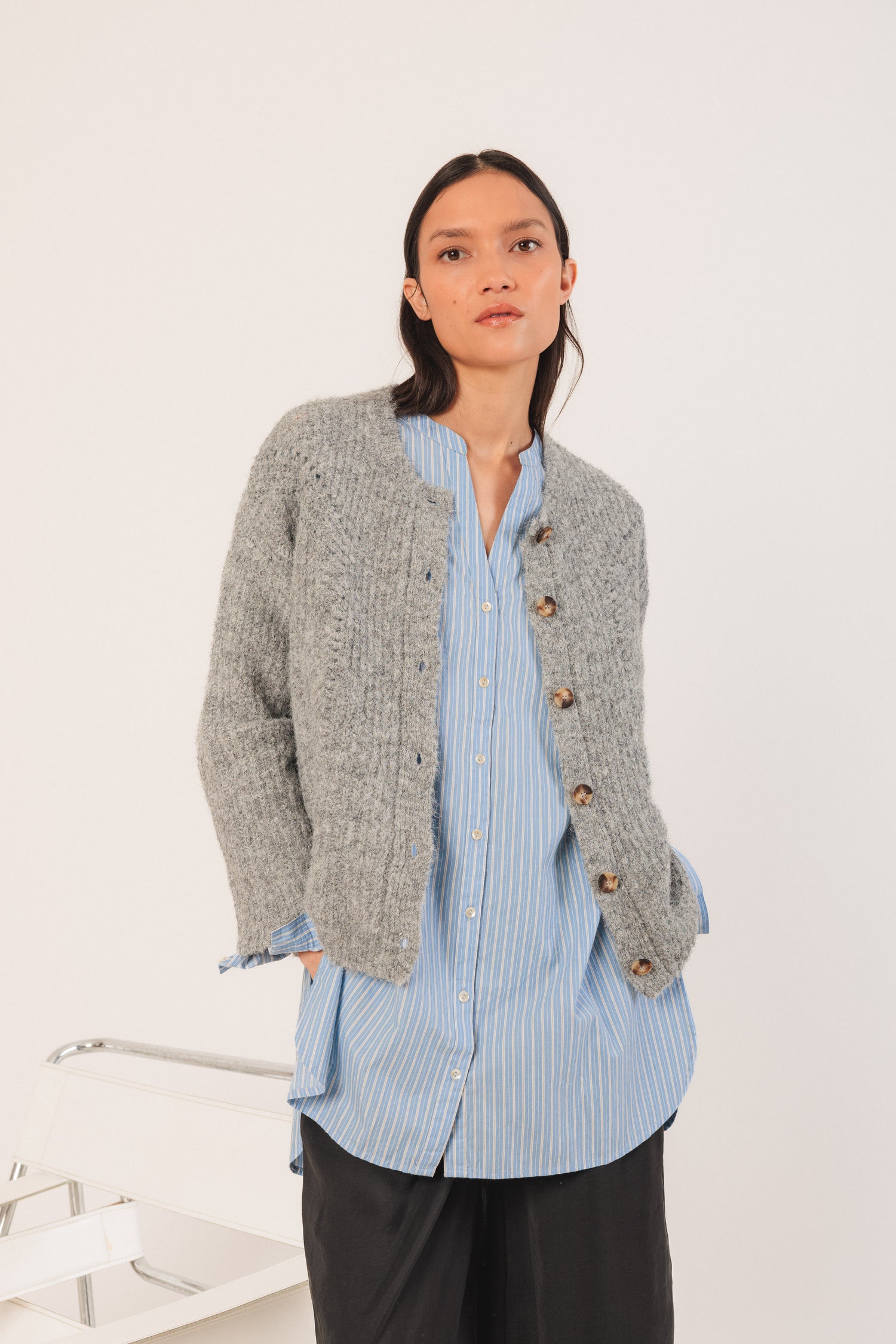 Indi & Cold Crew Neck Cardigan