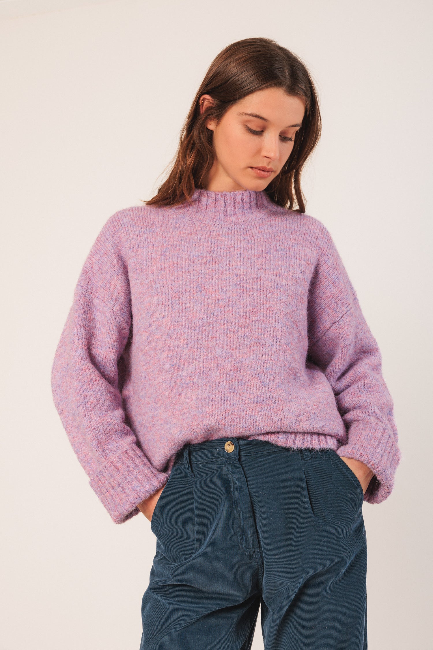 Indi & Cold Mock Neck Sweater