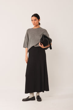 Indi & Cold Half Sleeve Cotton Silk Wool Ribbed Sweater