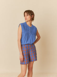 Indi & Cold Pintucked Yoke Sleeveless Blouse