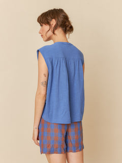 Indi & Cold Pintucked Yoke Sleeveless Blouse