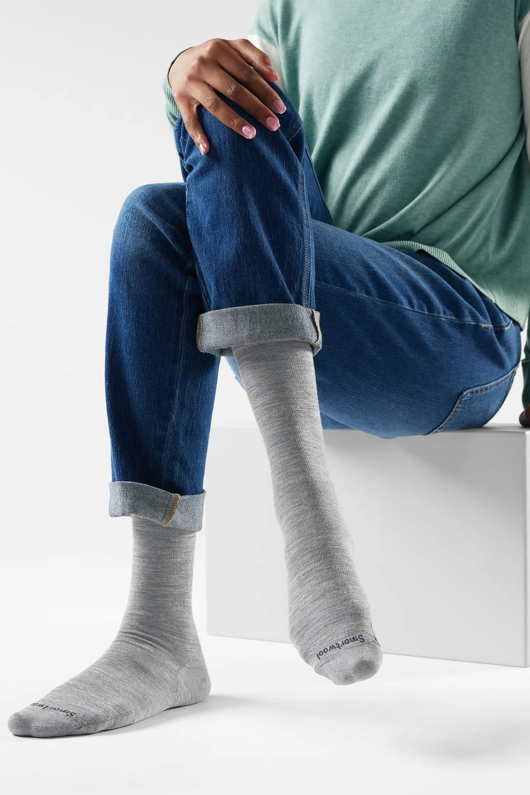 Smartwool Unisex Everyday Anchor Line Crew Sock (Light Grey)