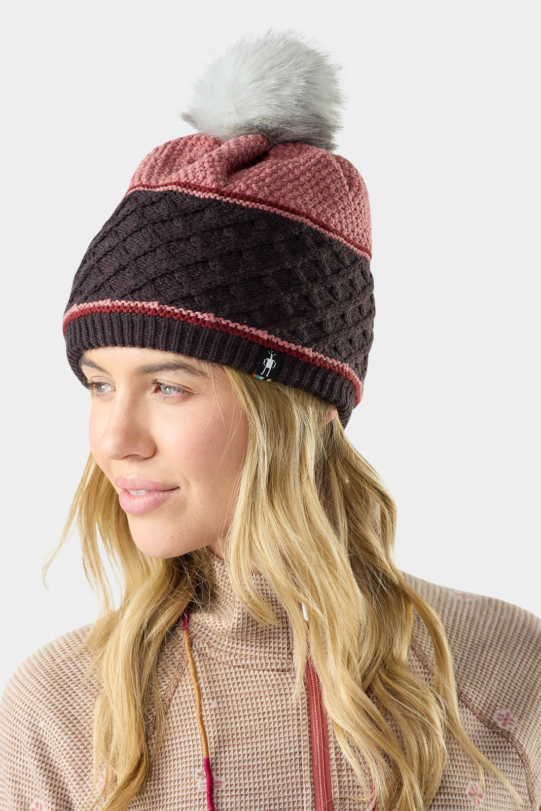 Smartwool Cable Knit Colourblock Pom Beanie