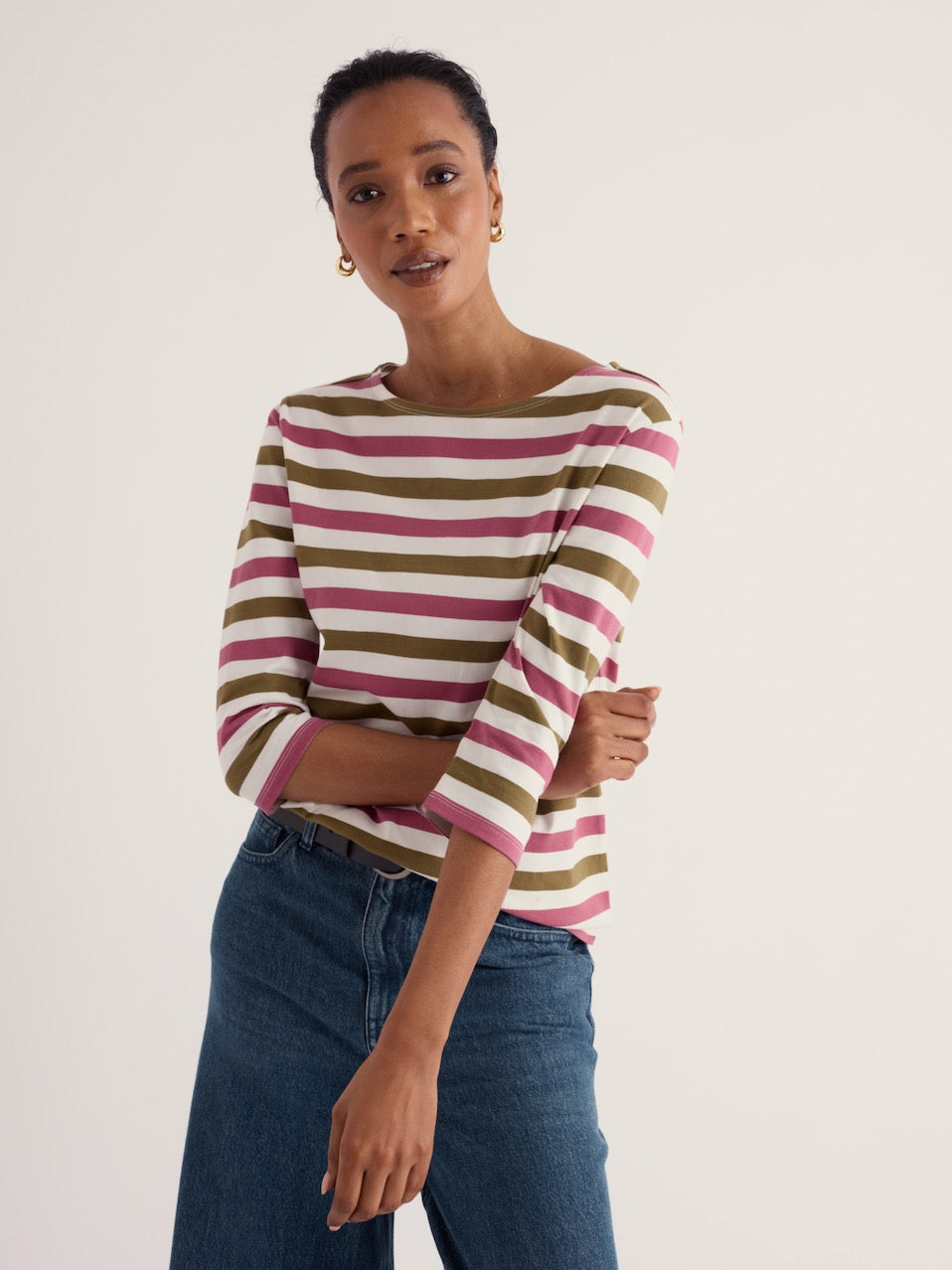 Seasalt Cotton 3/4 Sleeve Sailor Shirt