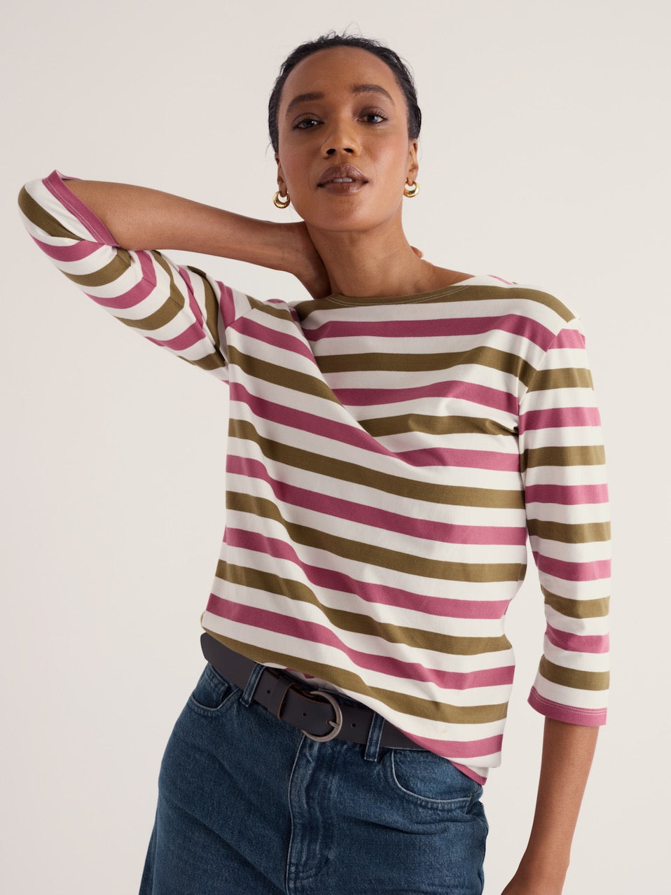 Seasalt Cotton 3/4 Sleeve Sailor Shirt