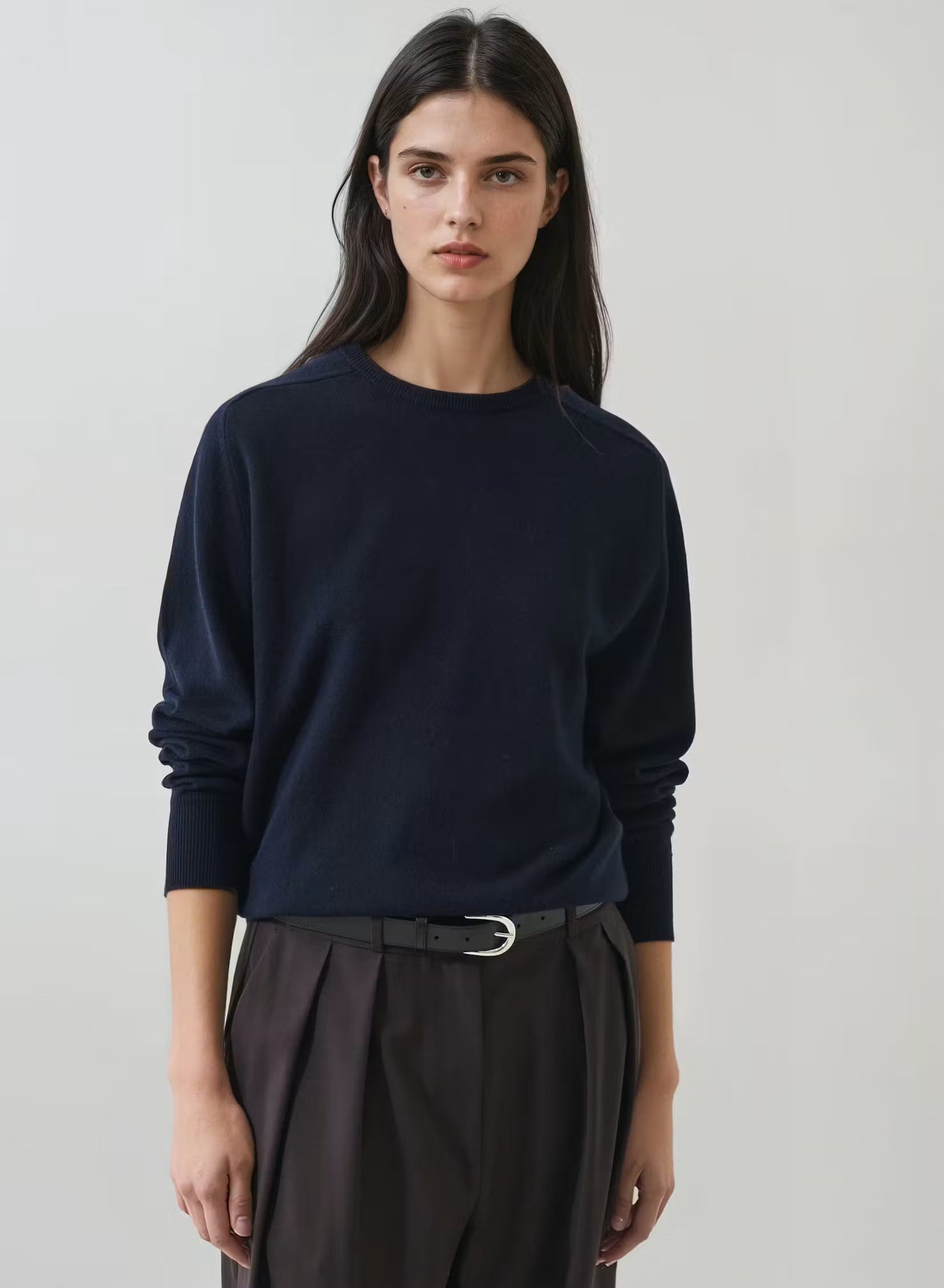 Patrick Assaraf Nano Cashmere Saddle Shoulder Crew Neck