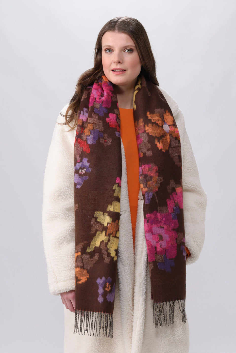 V. Fraas Pixel Flowers Cashmink Scarf