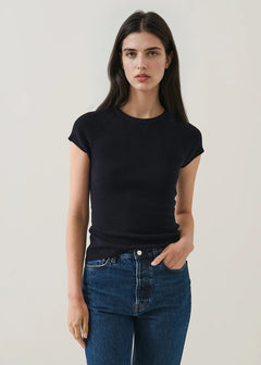 🇨🇦 Patrick Assaraf Merino Ribbed Cap Sleeve Sweater