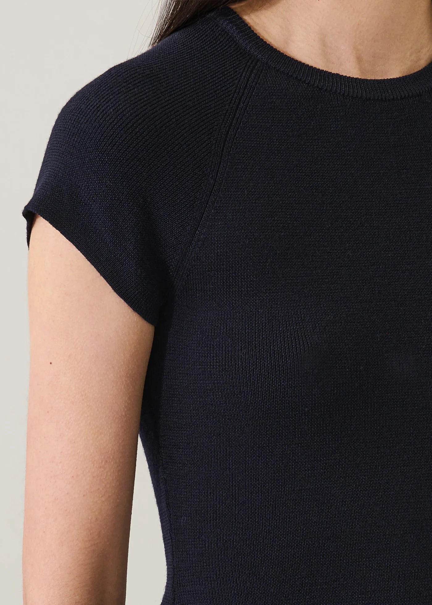 🇨🇦 Patrick Assaraf Merino Ribbed Cap Sleeve Sweater