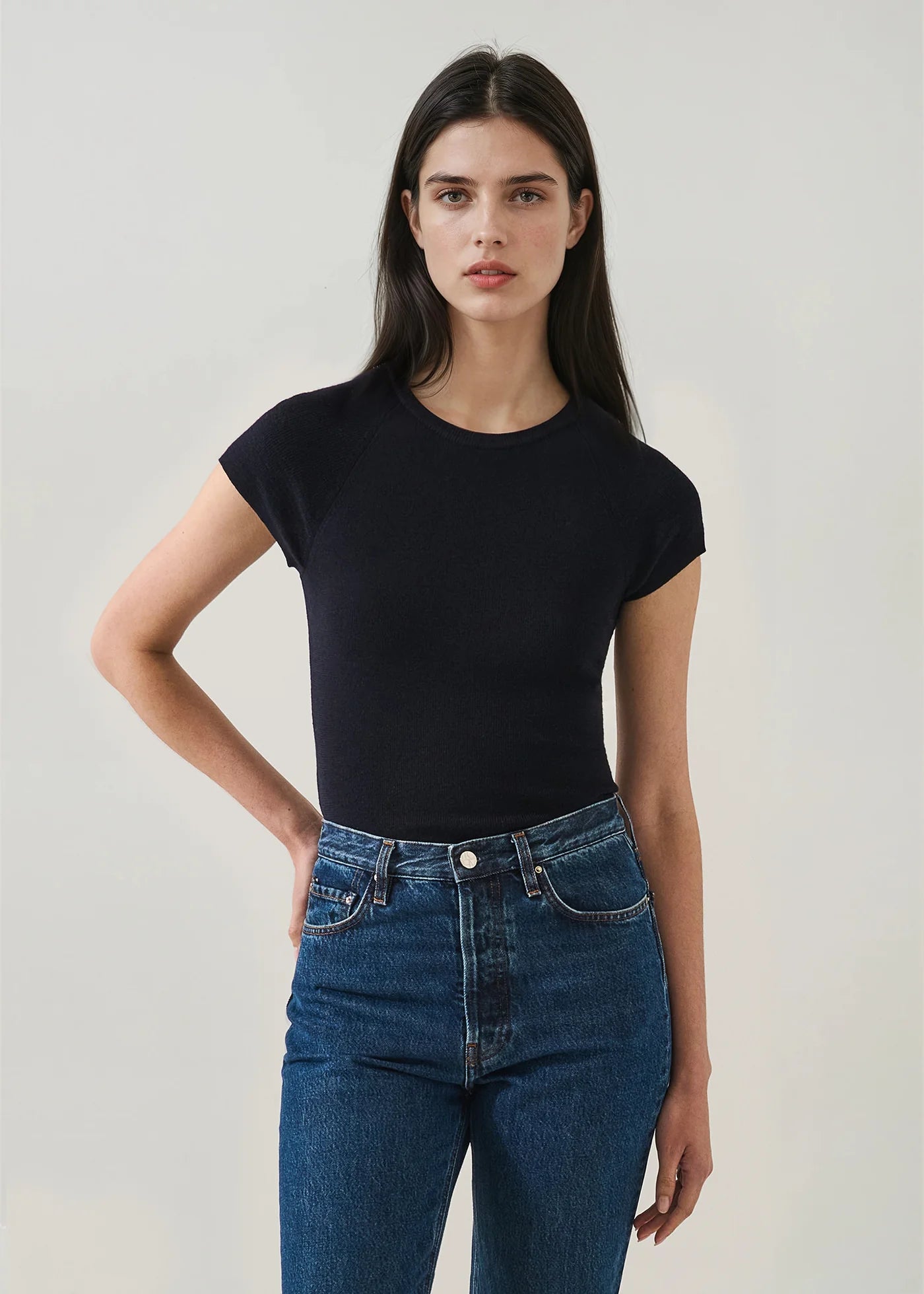 🇨🇦 Patrick Assaraf Merino Ribbed Cap Sleeve Sweater