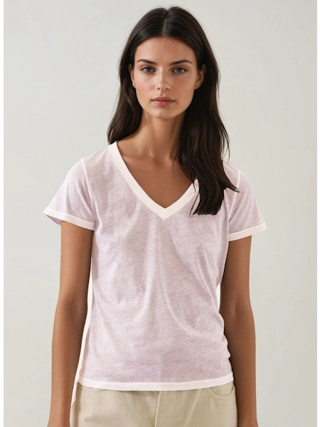 🇨🇦 Patrick Assaraf Reverse Spray Lightweight Pima Cotton V-Neck T-Shirt