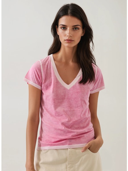 🇨🇦 Patrick Assaraf Reverse Spray Lightweight Pima Cotton V-Neck T-Shirt