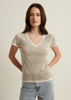 🇨🇦 Patrick Assaraf Reverse Spray Lightweight Pima Cotton V-Neck T-Shirt