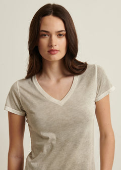 🇨🇦 Patrick Assaraf Reverse Spray Lightweight Pima Cotton V-Neck T-Shirt