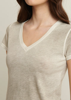 🇨🇦 Patrick Assaraf Reverse Spray Lightweight Pima Cotton V-Neck T-Shirt