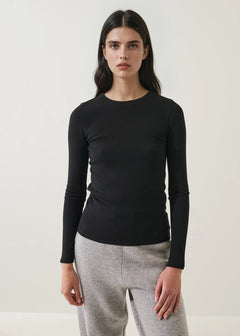 🇨🇦 Patrick Assaraf Long Sleeve Cotton Modal Rib Crew T-Shirt