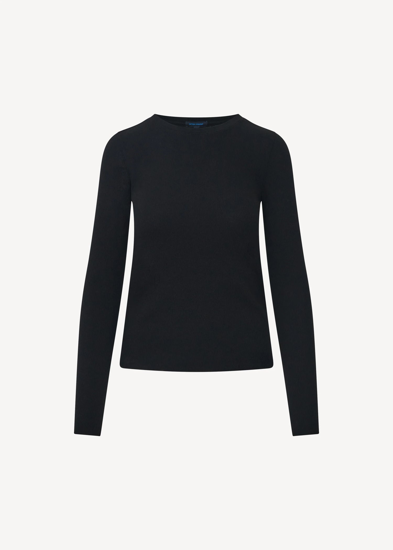 🇨🇦 Patrick Assaraf Pima Cotton Stretch Ribbed Long Sleeve Crew Neck T-Shirt