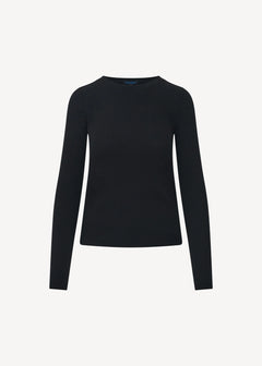 🇨🇦 Patrick Assaraf Pima Cotton Stretch Ribbed Long Sleeve Crew Neck T-Shirt