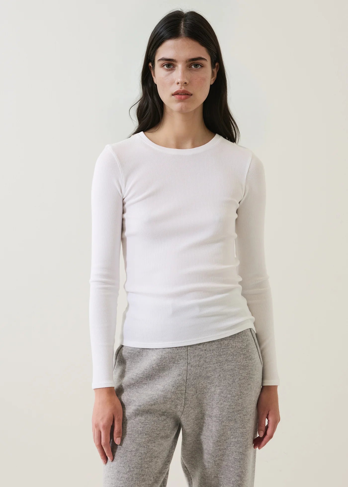 🇨🇦 Patrick Assaraf Long Sleeve Cotton Modal Rib Crew T-Shirt