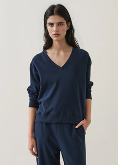 🇨🇦 Patrick Assaraf Brushed Pima Cotton V-Neck Sweatshirt