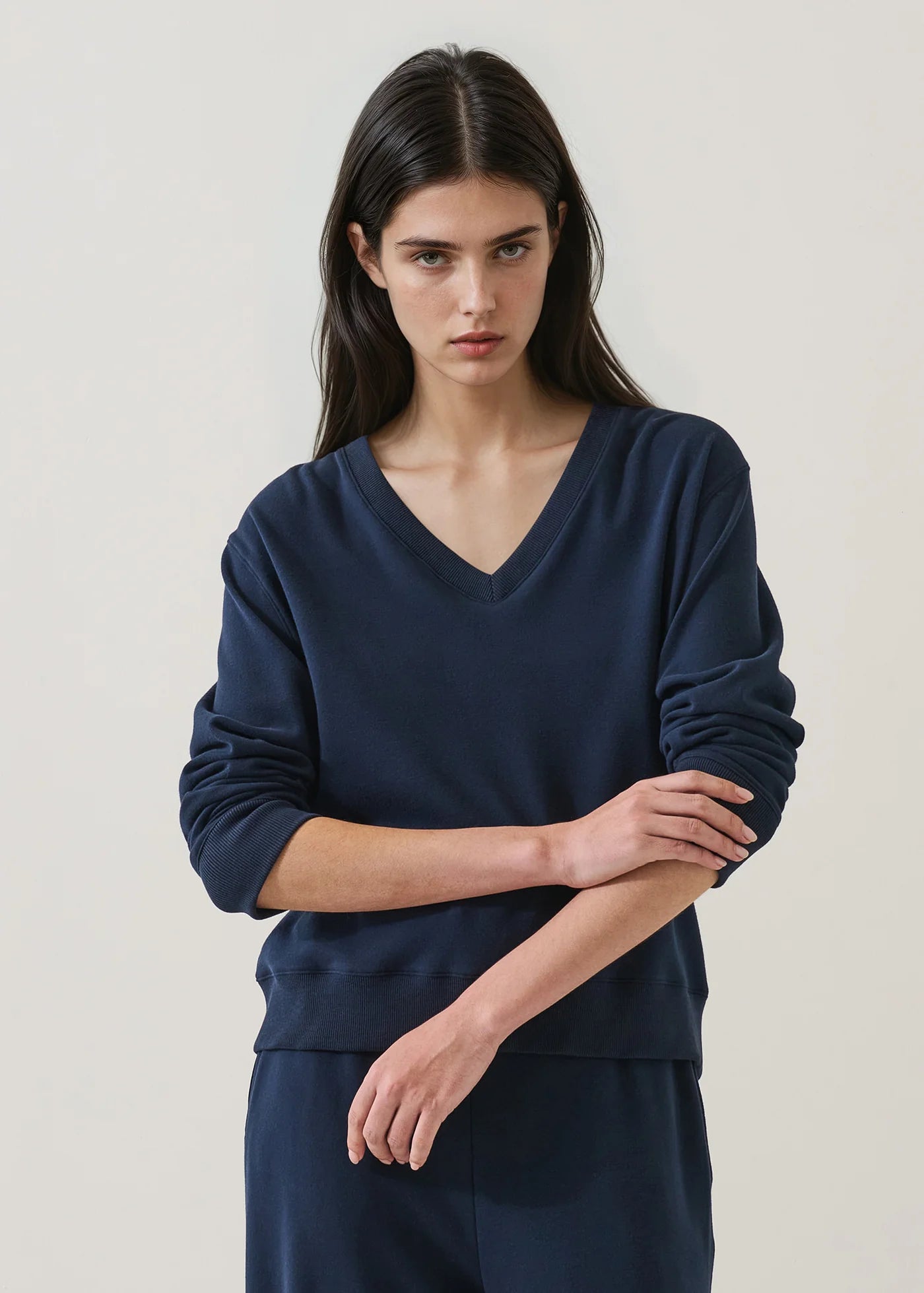 🇨🇦 Patrick Assaraf Brushed Pima Cotton V-Neck Sweatshirt