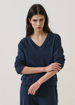 🇨🇦 Patrick Assaraf Brushed Pima Cotton V-Neck Sweatshirt