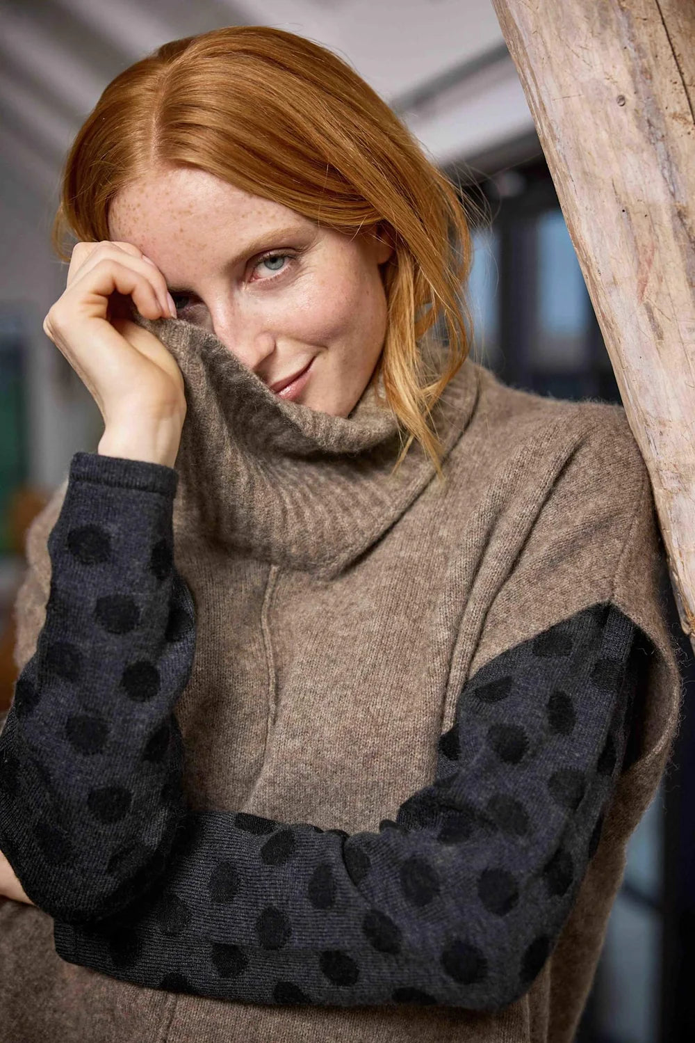 Mansted Joan Dot Cotton Merino Crewneck