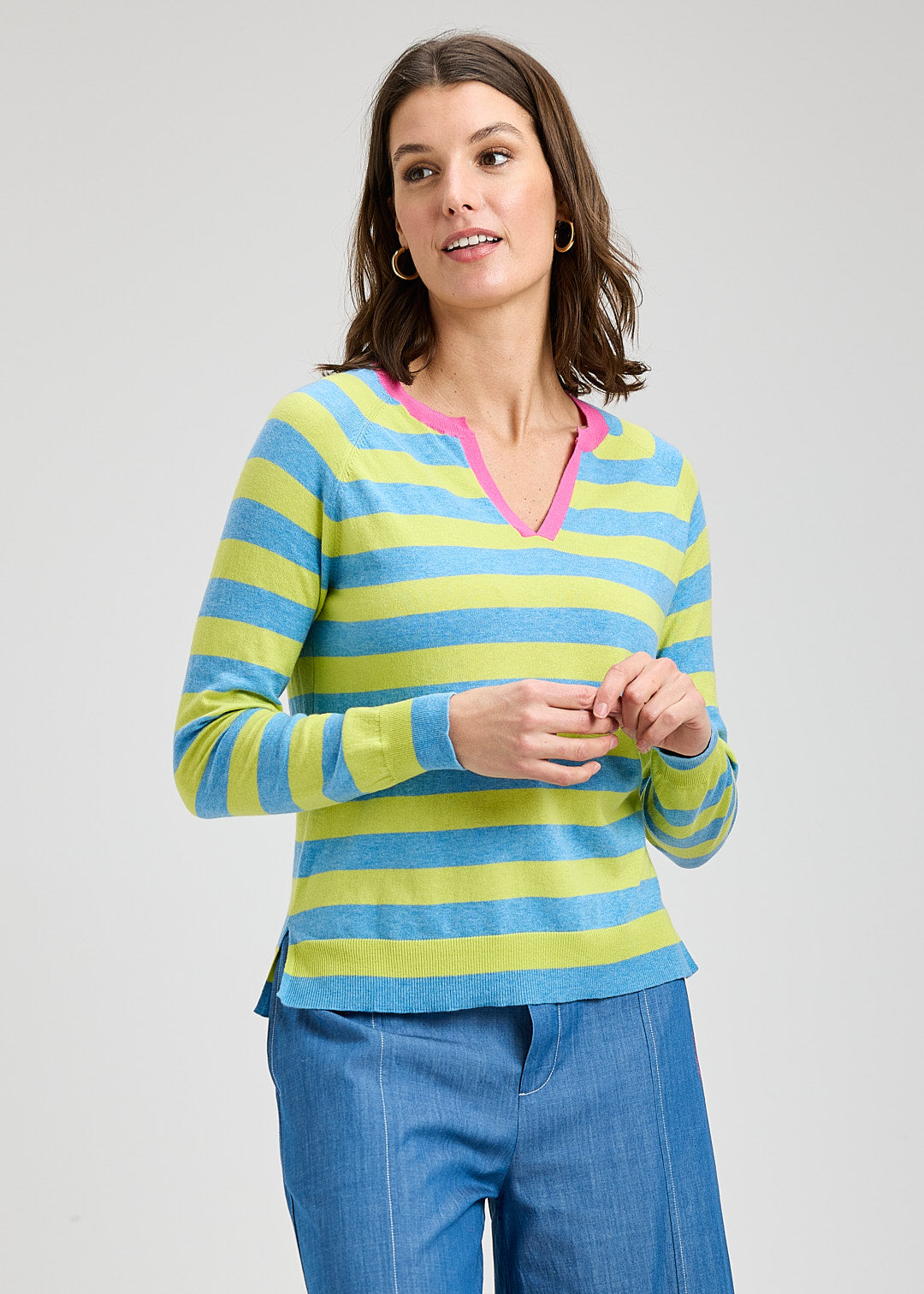 Zaket & Plover Stripe Henley Sweater