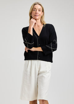 Zaket & Plover Heart Wide Sleeve Cardigan