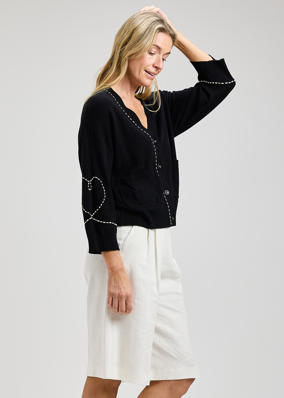 Zaket & Plover Heart Wide Sleeve Cardigan