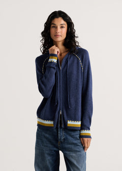 Zaket & Plover Stripe Trim Zip Up Hoodie