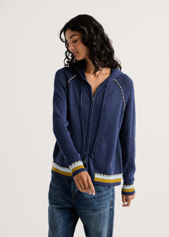 Zaket & Plover Stripe Trim Zip Up Hoodie