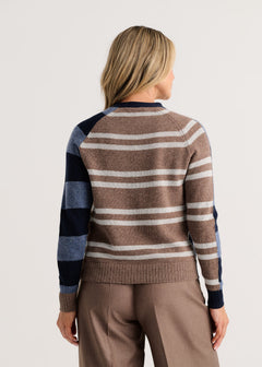 Zaket & Plover Stripe Meets Check Cardigan
