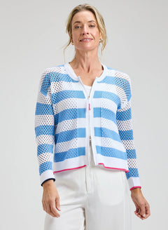 Zaket & Plover Pointelle Zip Cardigan