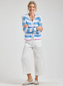 Zaket & Plover Pointelle Zip Cardigan