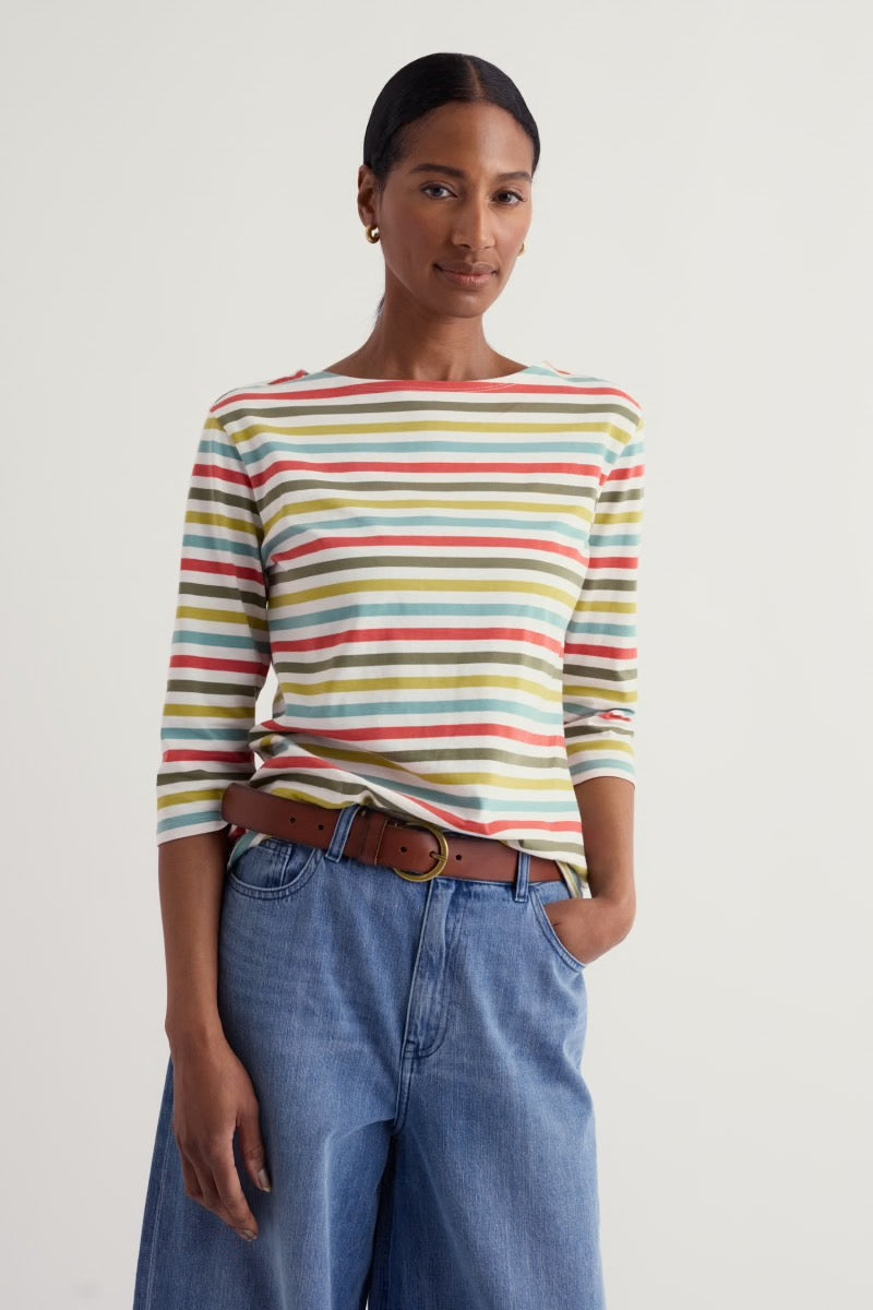 Seasalt Cotton 3/4 Sleeve Sailor Shirt