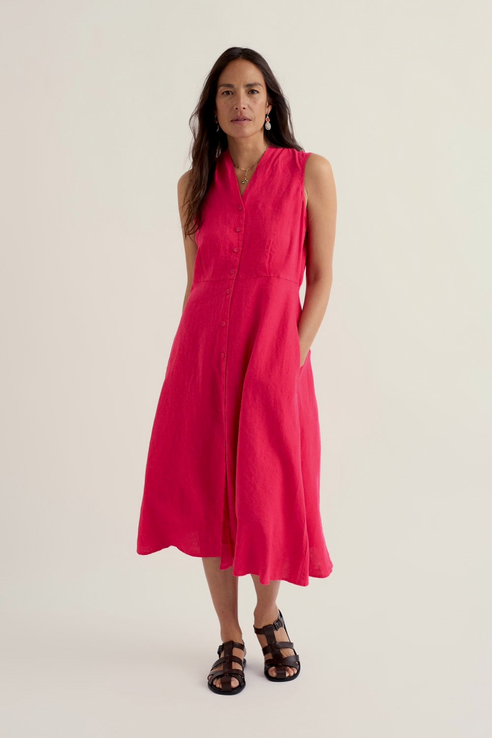 Seasalt Carved Wood Sleeveless Linen Dress