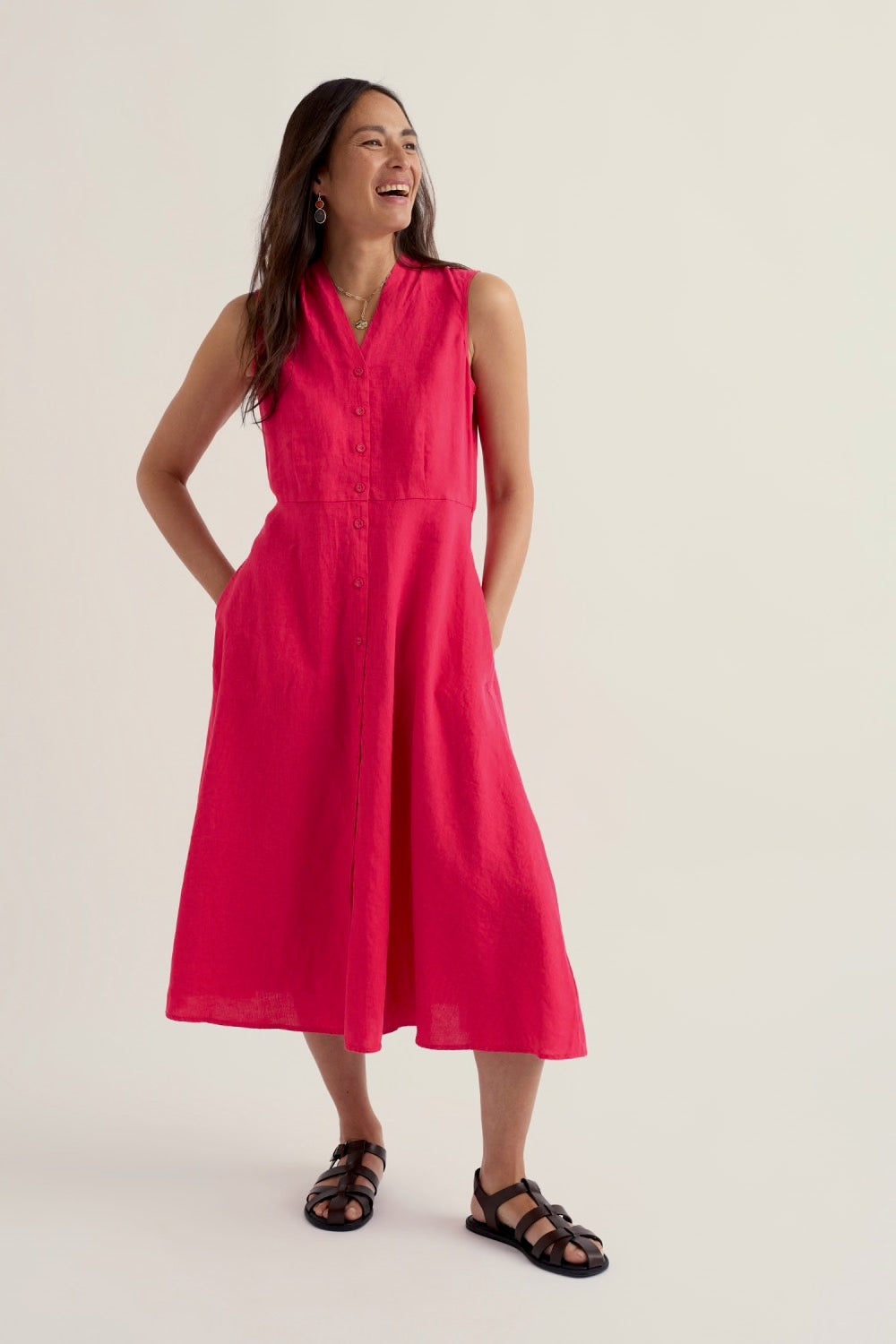 Seasalt Carved Wood Sleeveless Linen Dress